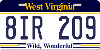 WV license plate 8IR209