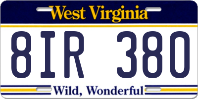 WV license plate 8IR380