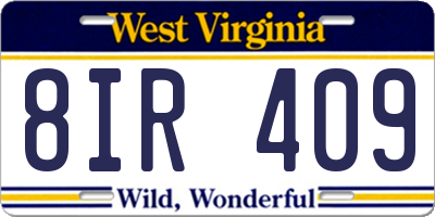 WV license plate 8IR409