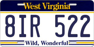 WV license plate 8IR522