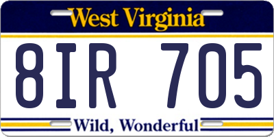 WV license plate 8IR705