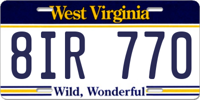 WV license plate 8IR770