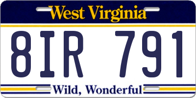 WV license plate 8IR791