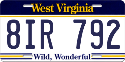 WV license plate 8IR792