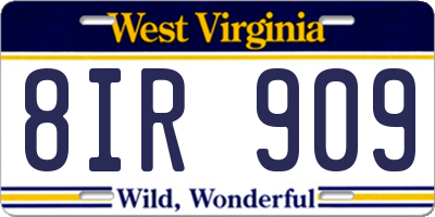 WV license plate 8IR909