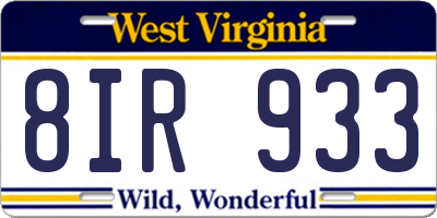 WV license plate 8IR933