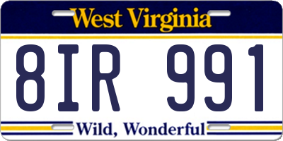 WV license plate 8IR991