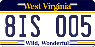 WV license plate 8IS005