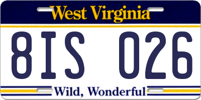 WV license plate 8IS026