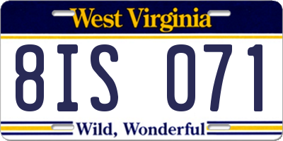 WV license plate 8IS071