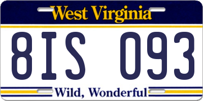 WV license plate 8IS093