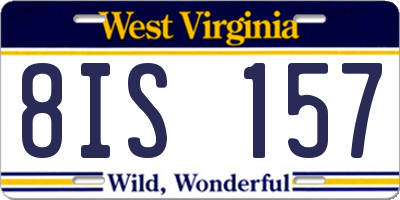 WV license plate 8IS157
