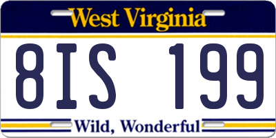 WV license plate 8IS199
