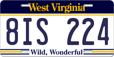 WV license plate 8IS224