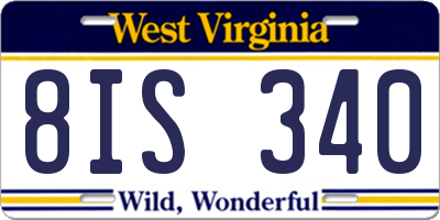 WV license plate 8IS340