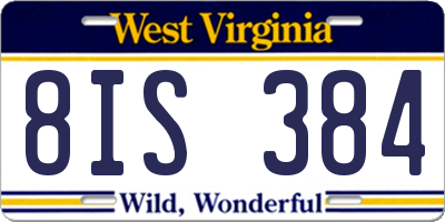 WV license plate 8IS384