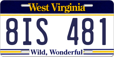 WV license plate 8IS481