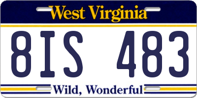 WV license plate 8IS483