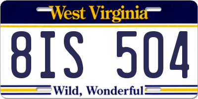 WV license plate 8IS504