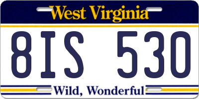 WV license plate 8IS530