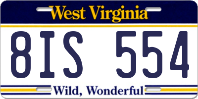 WV license plate 8IS554