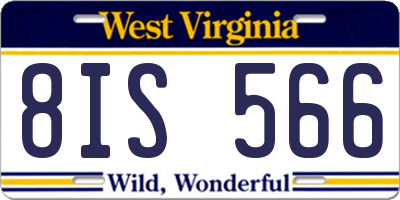 WV license plate 8IS566