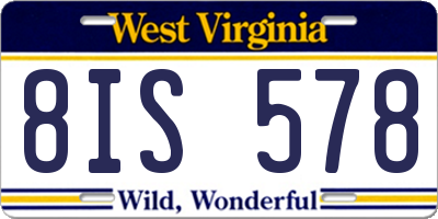 WV license plate 8IS578