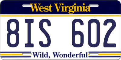 WV license plate 8IS602