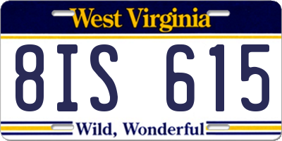 WV license plate 8IS615