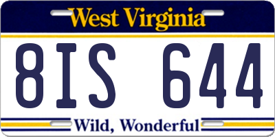 WV license plate 8IS644