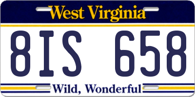 WV license plate 8IS658