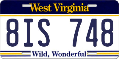 WV license plate 8IS748