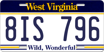WV license plate 8IS796