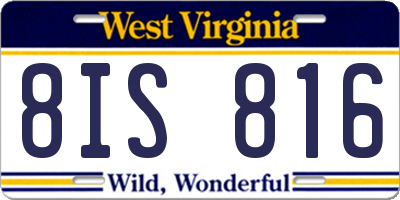 WV license plate 8IS816