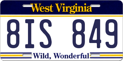 WV license plate 8IS849