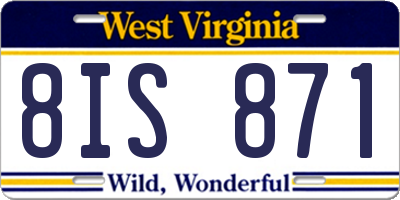 WV license plate 8IS871