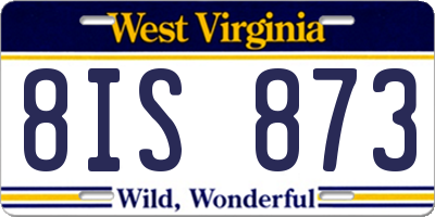 WV license plate 8IS873