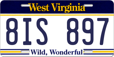 WV license plate 8IS897