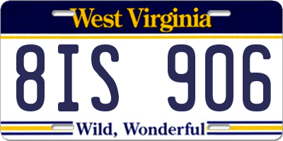 WV license plate 8IS906
