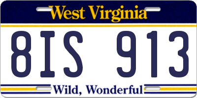 WV license plate 8IS913