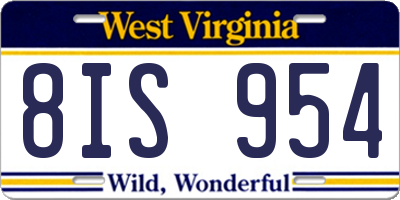 WV license plate 8IS954