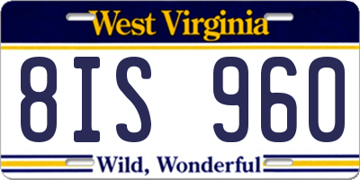 WV license plate 8IS960