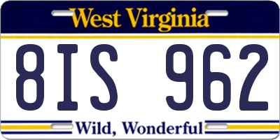 WV license plate 8IS962