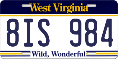 WV license plate 8IS984