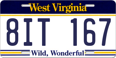 WV license plate 8IT167
