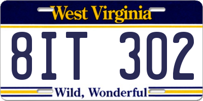 WV license plate 8IT302