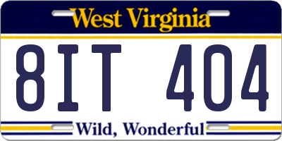 WV license plate 8IT404
