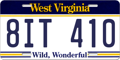 WV license plate 8IT410