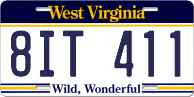 WV license plate 8IT411