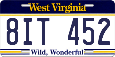WV license plate 8IT452